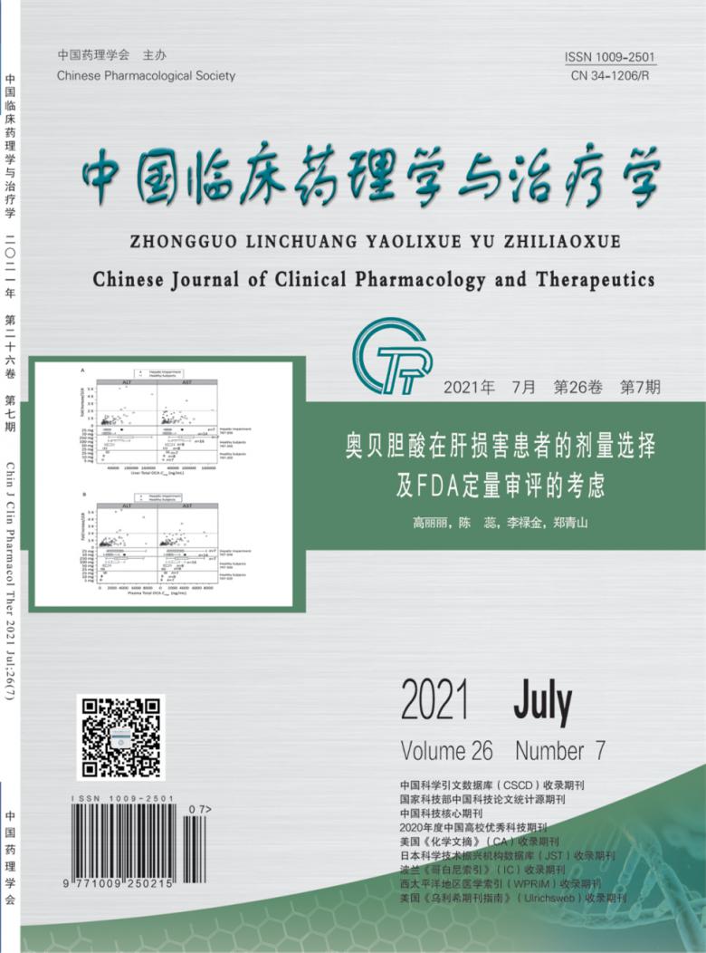 中国临床药理学与治疗学杂志封面