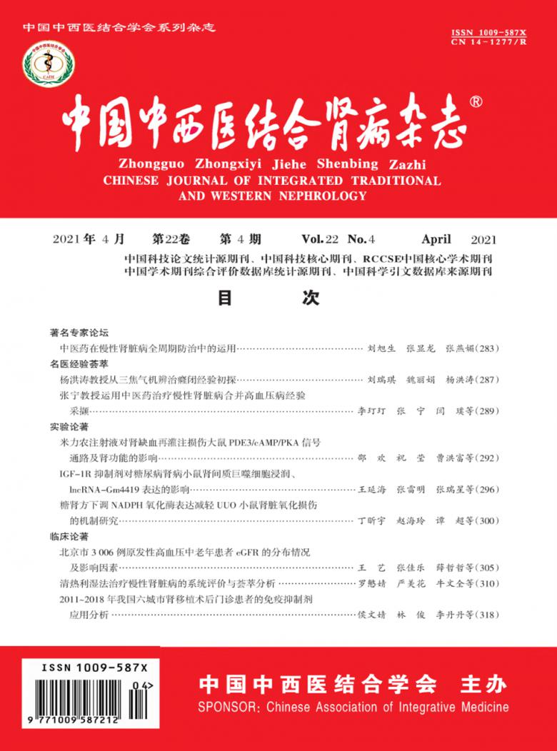 中国中西医结合肾病杂志封面
